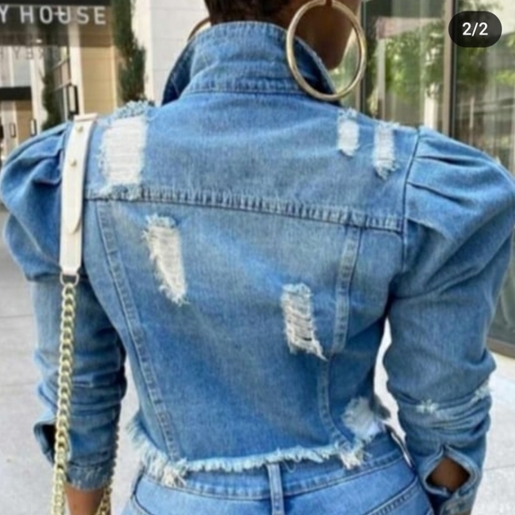 Crop Blue Jean Jacket - Picture 2 of 2